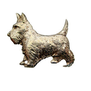 Vintage Sterling Silver Scottish Terrier Scottie Dog Pin Brooch Detailed